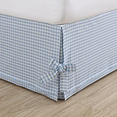 Bild av Laura Ashley Home Bomull volang sängkjol, lätt och klassisk stil (himmelsblå, drottning)
