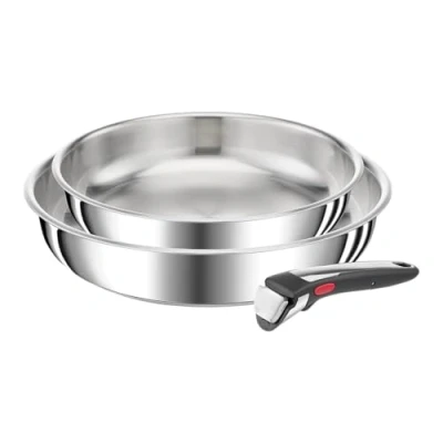 Bild av Tefal Ingenio Preference On Set med 2 stekpannor, 24/28 cm + avtagbart handtag, induktion, rostfritt stål, stapelbar, diskmaskinssäker tillverkad i Frankrike L9759002