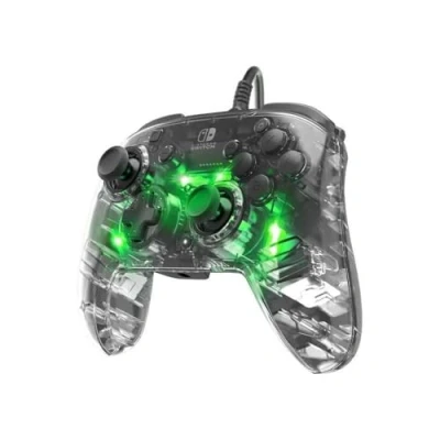 Bild av PDP Afterglow Deluxe+ LED trådbunden Gaming styrenhet Licensed by Nintendo for Switch and OLED RGB Hue Color Lights See through Gamepad 3.5 mm Jack Dual Vibration Paddle Buttons