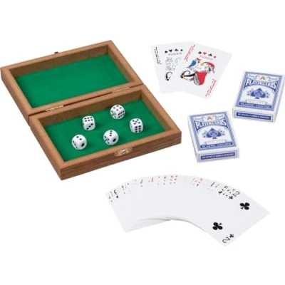 Bild av Goki Wooden Playing Card Box with 5 Dice and 2 Sets of cards