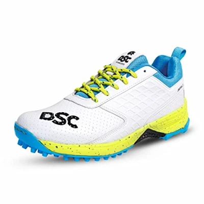 Bild av DSC Jaffa 22 Professional Cricket Shoes for Men Toe and Heel Protection Multilayer Cushioning Supersoft Flexibility Rubber Outsole Durability (White/Yellow, Size: EU 40, UK 6, US 7)