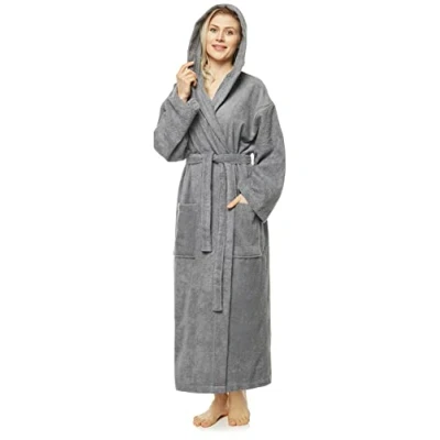 Bild av Badrock med huva för kvinnor, vaddlängd, Färg: Grå, Kvinnor Storlek: M, Unisex S M