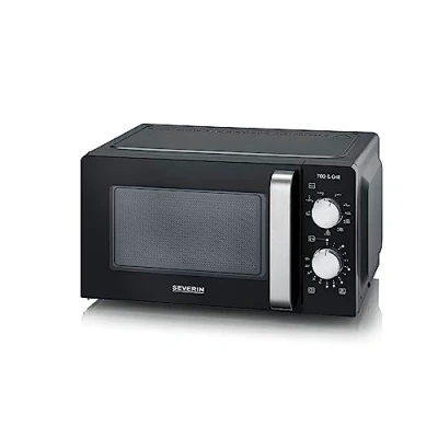 Bild av SEVERIN 2 i 1 mikrovågsugn med grill 700 W, 900 W grill, grillugn 9 automatiska program, grillgaller och roterande tallrik, svart/rostfritt stål, MW 7781
