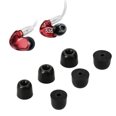 Bild av kwmobile Ersättningsöronspetsar kompatibla med Shure AONIC 215 / SE215 SE846 SE535 SE112 set 6 öronproppar minnesskum svart