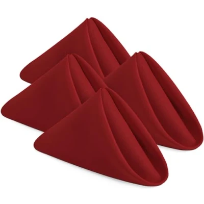 Bild av KICHLY Tygservetter 24 pack, återanvändbara, mjuka och bekväma perfekta för bjudningar användning hemma i vardagen, polyester (Röd, 43 x cm)