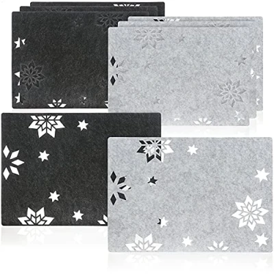 Bild av COM FOUR® 8 delad stjärnunderlägg filtunderlägg, avtorkningsbar för vinter och jul modern filtunderlägg diskunderlägg i stjärndesign (Bordstablett stycken stjärnor 2 färger)