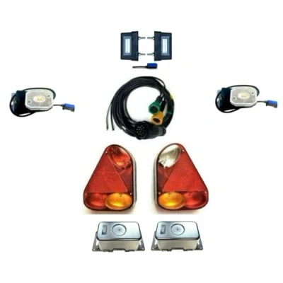 Bild av MelTruck®Trailer belysning SET glödlampor registreringsskyltlampor 13 pol ledningsnät 5 m bajonett lampskydd släpvagn