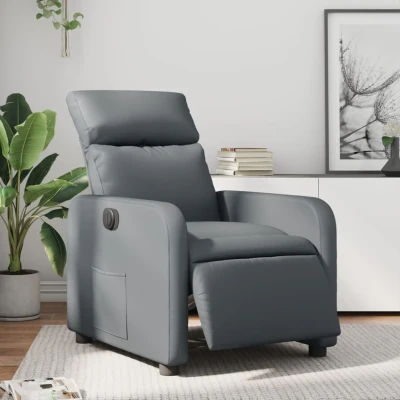 Bild av Elektrisk reclinerfåtölj grå konstläder