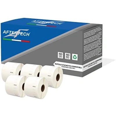 Bild av Aftertech 5 x 11354 borttagbara 57 32 mm kompatibla etikettrullar (1 000 etiketter/rulle = totalt) för Dymo LabelWriter Seiko SLP skrivarmärkningsmaskiner 11354R