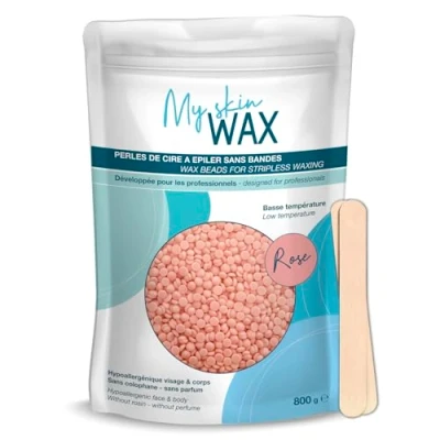 Bild av My Skin Wax Stripless Beads, 800g, Hypoallergen, Mild utan rodnad, Special för känslig hud Män kvinnor, Peelable, Ansikte, Bikini, Brasiliansk, Näsa (Rosa)