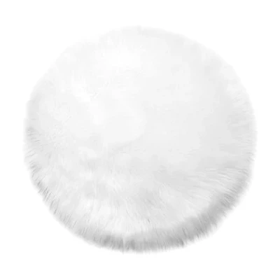 Bild av Teppich Wölkchen fårskinnsmattor fuskpäls mattor imitation Vardagsrum Sovrum fluffig matta Tvättbar pälsmatta, sittdyna, dekorativ päls till stol, soffa, säng Vit 60 cm Runt