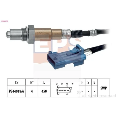 Bild av EPS 1.998.078 Sonde lambda Made in Italy OE Equivalent chauffé, planaire, Filetage prégraissé PEUGEOT: 207 CC, CITROËN: C3 II