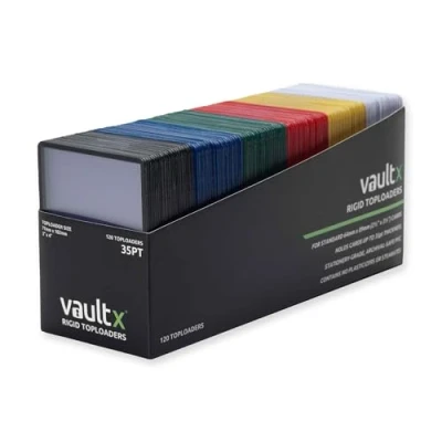 Bild av Vault x Premium extra tjocka sömlösa flerfärgade toppmatare 35 pt 3 tum 4 styva korthållare för samlarkort och sportkort (120 pack)