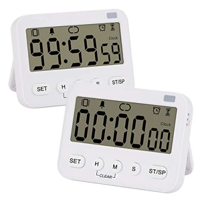 Bild av stonylab Digital Timerklocka, 2 pack Premium Multifunktionell Klocka Nedräkningstimer Kökshändelsetimer med Larm, Magnetisk Baksida Stora Siffror Display Vibration/Ficklampa/Ljudlarm