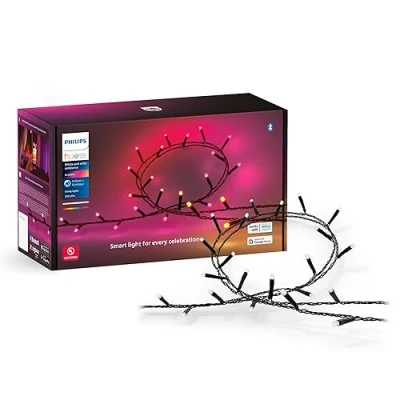 Bild av Philips Hue Festavia ljusslinga White and Color Ambiance, dimbar, 250 mikro LEDs, 20 m, vattentät, Zigbee &amp; Bluetooth, trådlös, röststyrning via Amazon Alexa, Google Home Assistant och Siri