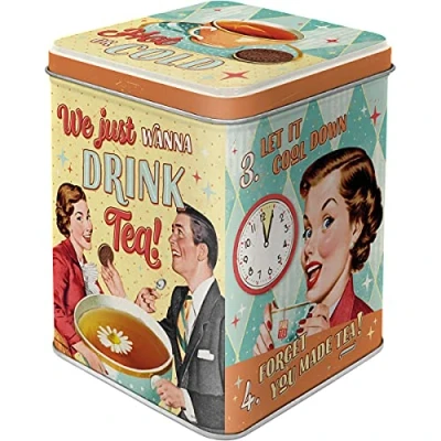 Bild av Nostalgic Art Teburk i retrostil, Tea &amp; Cookies Together Presentidé för köket, Förvaring av tepåsar och te lös vikt, Deko vintagedesign, 100 g