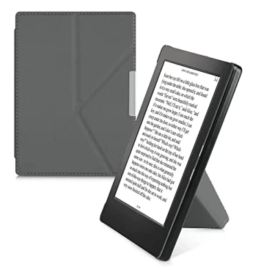Bild av kwmobile Skyddsskydd kompatibelt med Kobo Aura H2O Edition 1 Shell Synthetic Leather Ereeader Cover Case Anthracite