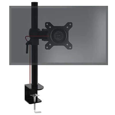 Bild av Duronic DM351X1 Skärmstativ PC Skrivbordsfäste Aluminium Svart För En 13 27 Tum LED LCD Skärm Max Vikt 10kg Justerbar Höjd Lutning +15/ 15, Vridbar 180, Rotation 360 VESA 75/100