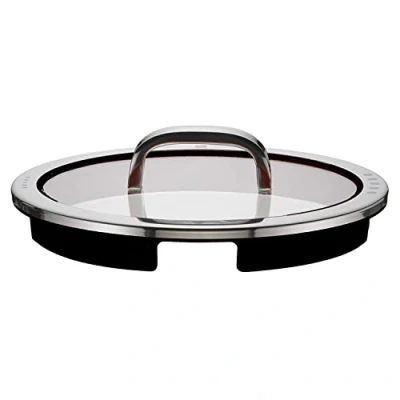 Bild av WMF Funktion 4 grytlock 20 cm, glaslock med dräneringsfunktioner, glas, silikon, Cromargan polerat rostfritt stål, svart