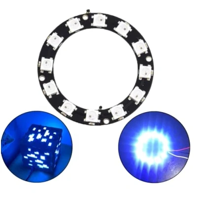 Bild av DollaTek 12 bitar WS2812 5050 RGB LED ringlampa med integrerade drivrutiner 5 V utvecklingskort kompatibel Arduino