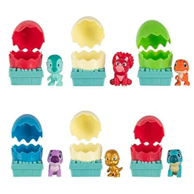 Bild av Dino Ranch 6 pack dinosauriepersienner stycken 6,3 cm (2 tum) äggsamlarfigurer barnleksaker med dina favorituppfödare från västerländska uppfödare