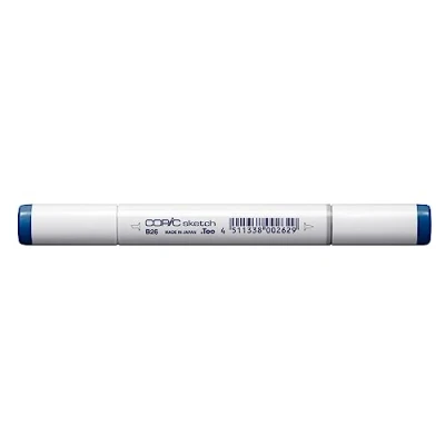 Bild av COPIC sketch märkpenna typ B 26, koboltblå, professionell penselmarkör, med en superpenselspets och medelbrun spets