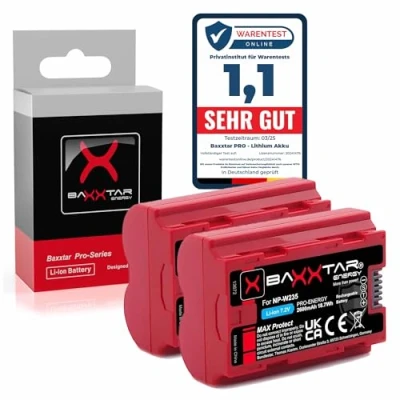 Bild av Baxxtar NP W235 Batteri MaxProtect V1 (2x 2600mAh) med aktiv NTC sensor och fodral kompatibel Fuji Fujifilm GFX 50s II 100S 100 X H2 H2S S20 T4 T5