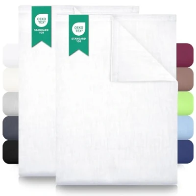 Bild av Green Mark Textilien Sänglakan, Bomull, Vit, 250 x 150 cm, Paket med 2
