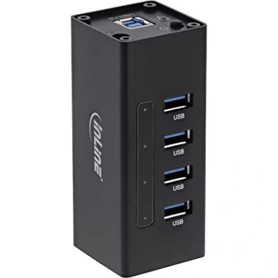 Bild av InLine 4043718214396, USB 3.2 Gen 1 (3.1 1) Type A, 5000 Mbit/s, Svart, Gjuten aluminium, m