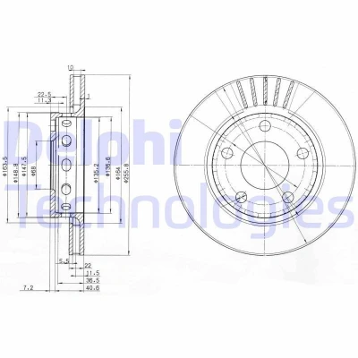 Bild av DELPHI BG3785 Disque de frein 256 22 5 ventilé huilé non traité sans roulement roue, bague ABS AUDI: A4 B5 Avant, Berline