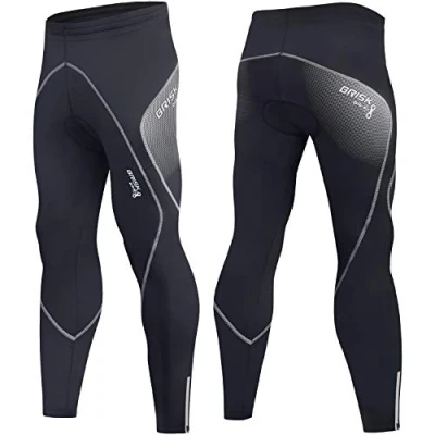 Bild av Brisk cykelbyxor män cykling leggings 3D vadderade cykeltights vattentåliga och lätta vintercykelbyxor utomhus cykel ridbyxor (grå/svart, medium), grå/Svart, M