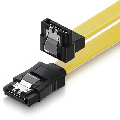 Bild av deleyCON 50cm SATA III Kabel S ATA 3 Datakabel HDD SSD Anslutningskabel Metallklämma 6 GBit/s 1x Rak 90 L Typ Pluggar Gul