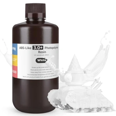Bild av ELEGOO ABS liknande harts 3,0 Plus, 405 nm Rapid UV härdande fotopolymer harts, 3D skrivare med låg viskositet och hög precision, inte sprött, för LCD/DLP skrivare, vit 1 000 g
