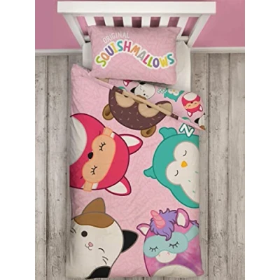 Bild av Squishmallows Täckeset I Vändbart Enkeltäckeset Barnsängkläder Med Matchande Kuddfodral