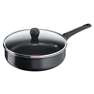 Bild av Tefal Stekpanna med glaslock EJ INDUKTION 24 cm Svart Non Stick Beläggning Temperaturindikator Thermo Signal Easy Cook &amp; Clean B55532