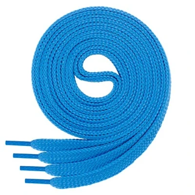 Bild av Di Ficchiano skosnören, platta, 7 mm breda, för sneakers, sportskor, läderskor, platta skoband, mycket slitstarka 45 färger, 60 cm 220 långa, polyester, blå, 160 / 7mm breit