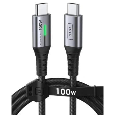 Bild av INIU USB C till laddningskabel, [svart, 1 m] 100 W PD3.0 typ kabel snabbladdning, telefonladdare dataladdning för MacBook Pro iPad Air Phone 15 Samsung S23 S22 S21 Ultra Pixel 7 6