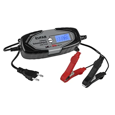 Bild av Eufab Intelligent batteriladdare 6/12 V 4 A, även för litiumbatterier 16647 billaddare, Au, 23 cm, svart/grå
