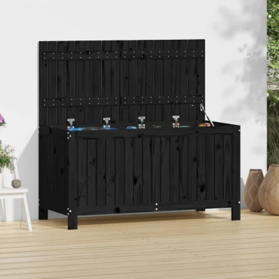 Bild av vidaXL Dynbox svart 121x55x64 cm massiv furu