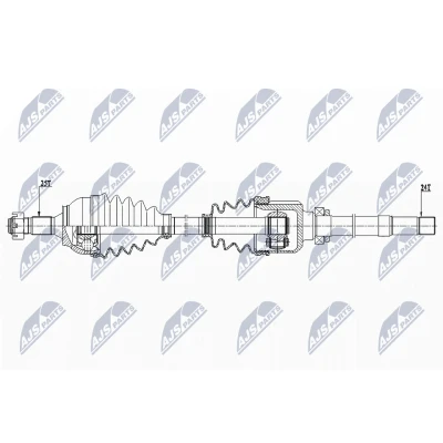 Bild av NTY NPW CT 079 Arbre de transmission Essieu avant droit 876, 292 avec roulement PEUGEOT: 2008 Break, 207 3/5 portes, 208 I CITROËN: C3 II