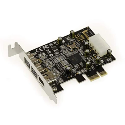 Bild av KALEA INFORMATIQUE PCI Express Low Profile Firewire 800 och 400 IEEE1394A IEEE1394B (PCIe x1) kontrollkort 2+1 utgångar med TI XIO2213BZAY chipset