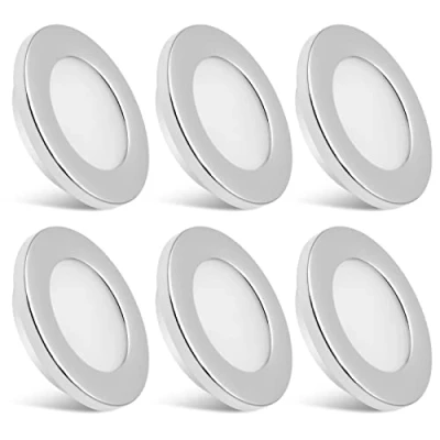 Bild av Dream Lighting 6 x 12 v LED lampor, infällda taklampor för husvagn, interiör belysning, krom pläterad, IP44, varm vitt ljus.