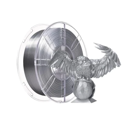 Bild av PLA Plus (PLA+) Shiny Silk 3D skrivarfilament 1,75 mm, silke PLA+ filament dimensionell noggrannhet +/ 0,02 1 kg spole (2,2 lb) för FDM skrivare (silkessilver)