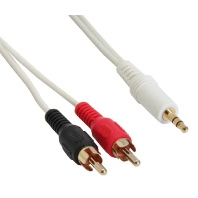 Bild av InLine 5 m 2 x RCA 3,5 mm uttagsadapter till jackkabel vit/guld, 89930 W