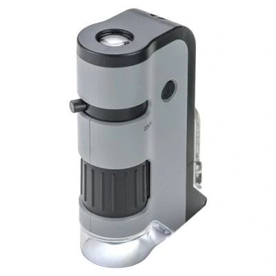 Bild av Carson MP 250 MicroFlip 100 250x LED upplyst fickmikroskop med Smartphone Digiscoping Adapter Clip, Grå