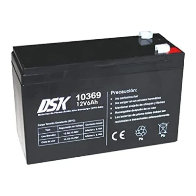 Bild av DSK 10369 12V and 6Ah Sealed AGM High Discharge Lead Battery Ideal for UPS UPS, Security Communication Systems, Emergency Lights, Black