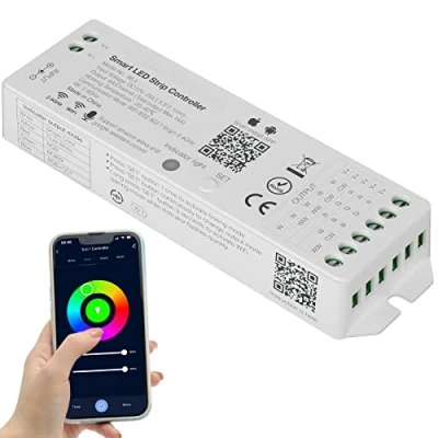 Bild av PAUTIX WiFi 5 i 1 dimbar RGBW RGBCCT RGB LED Strip Controller monokrom kompatibel med Tuya APP/Smart Life/Alexa/Google Home/Siri, DC12 24V Ljuskontroll (utan batteri)