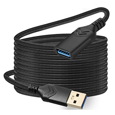 Bild av USB 3.0 förlängningskabel, 15 fot höghastighetsförlängningskabel A hane till hona förlängningssladd för Playstation/Xbox/flashenhet/kortläsare/hårddisk/tangentbord/skrivare/skanner (Svart)