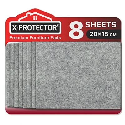 Bild av möbeltass X PROTECTOR Självhäftande set med 8 st. Grå tassar Möbeltassarna Möbeltassar Möbelkuddar Golvskydd Filt Grått Furniture Felt Pads Skydda dina trägolv!