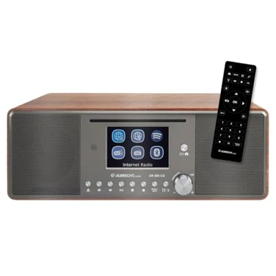 Bild av Albrecht DR 895 CD kompakt system, DAB+/FM/FM/Internet/CD, 27896, valnöt, med 4 tums färgskärm, stereomusik och podcast streaming, USB, appkontroll